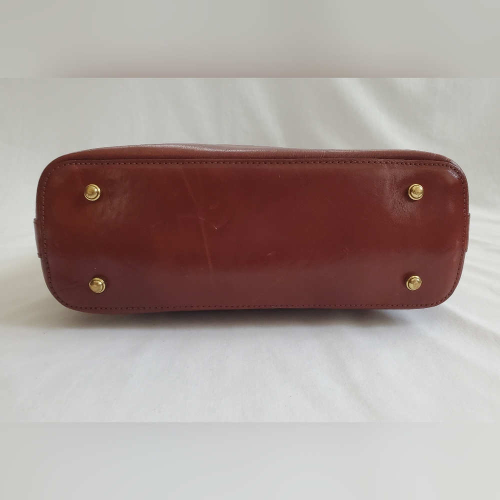 Brahmin Woven and Smooth Leather Tote in Chestnut Red. Size is 9”x12”x4”. - Picture 7 of 12